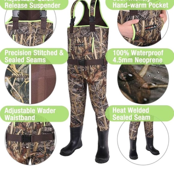 HISEA Kids Chest Waders with boot hanger for duck hunting Waterproof - Picture 4 of 6